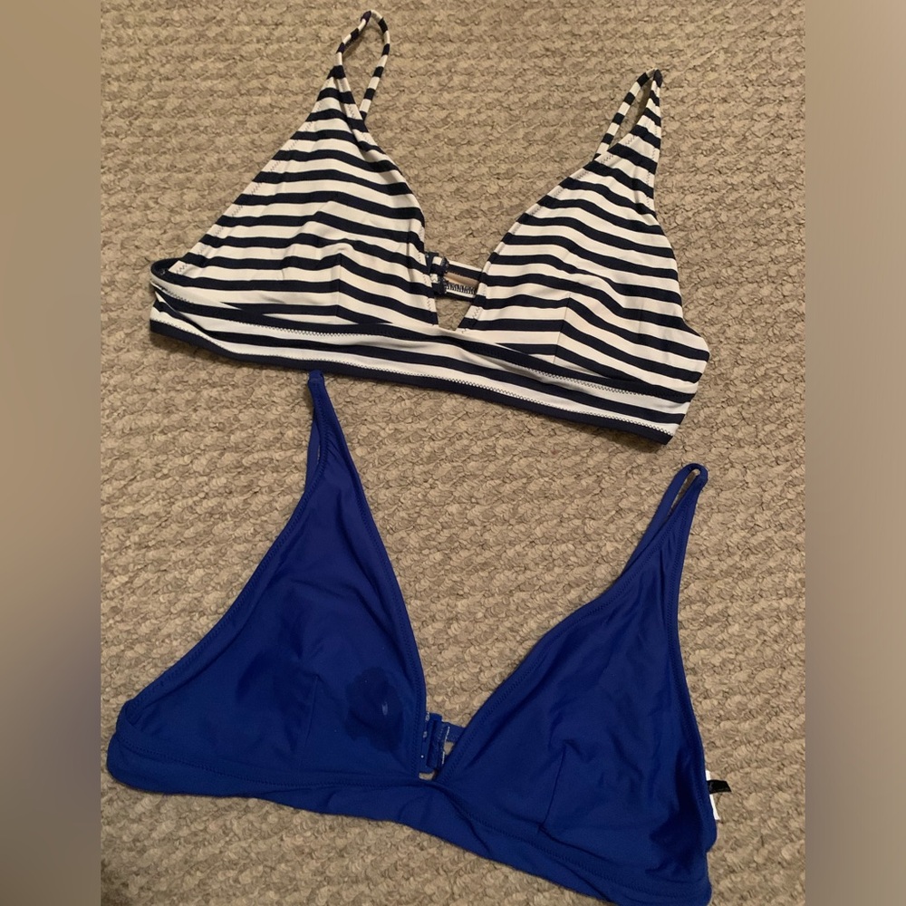 Jcrew Bikini Tops Stripes Blue XL bathing suits